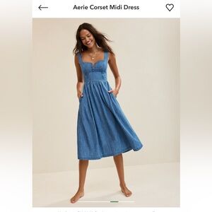 Aerie corset midi denim dress size medium